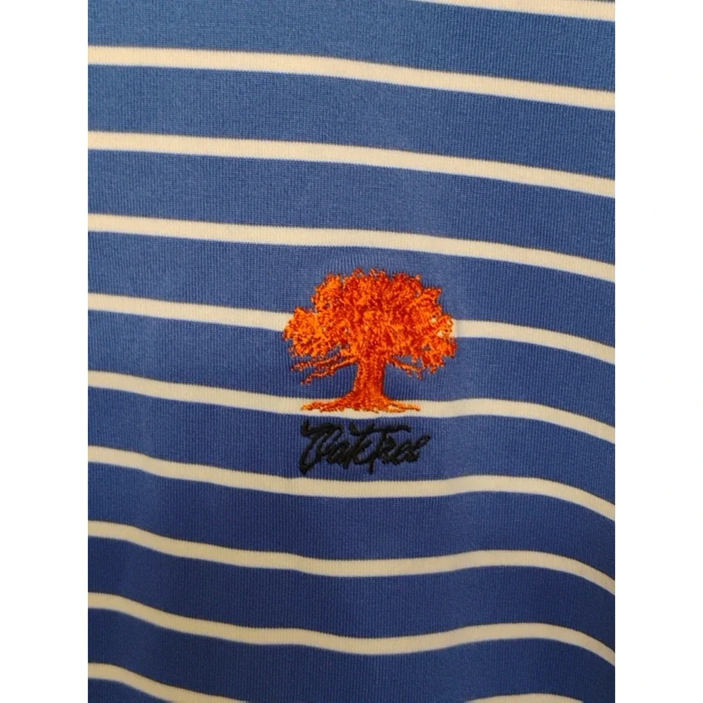 Polo Golf Ralph Lauren Performance Oak Tree Mens MEDIUM Blue White Striped Shirt